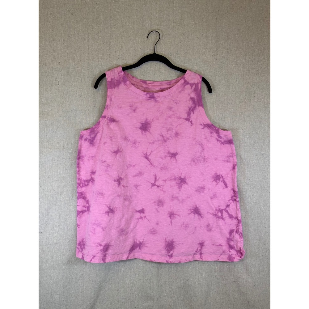 Time and Tru Pink Tie Dye Tank Top Sleeveless Crew Neck Slub Knit XXL 20